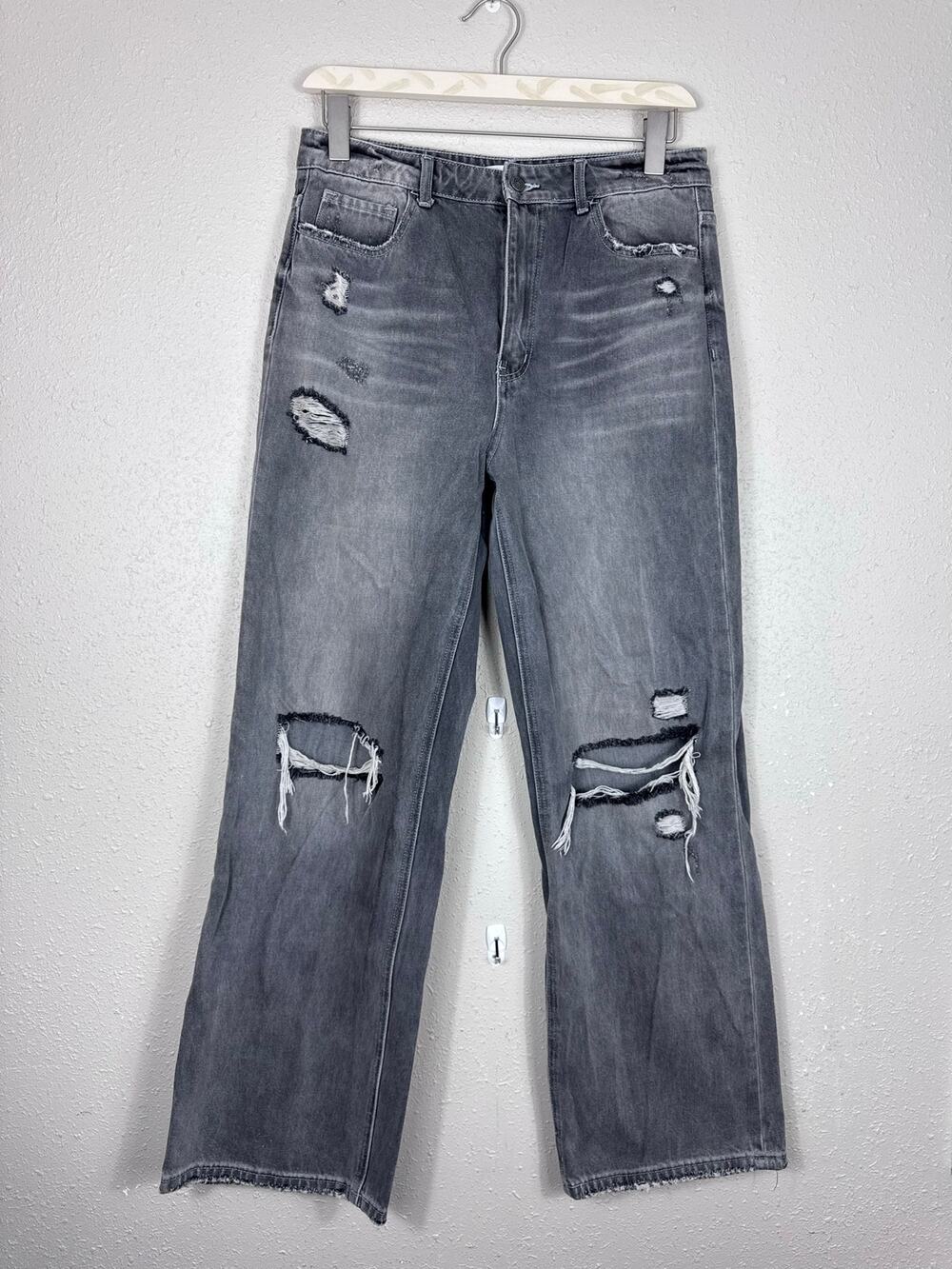 Vervet Wide Leg Distressed Light Black Jeans Womens Size 31 100% Cotton